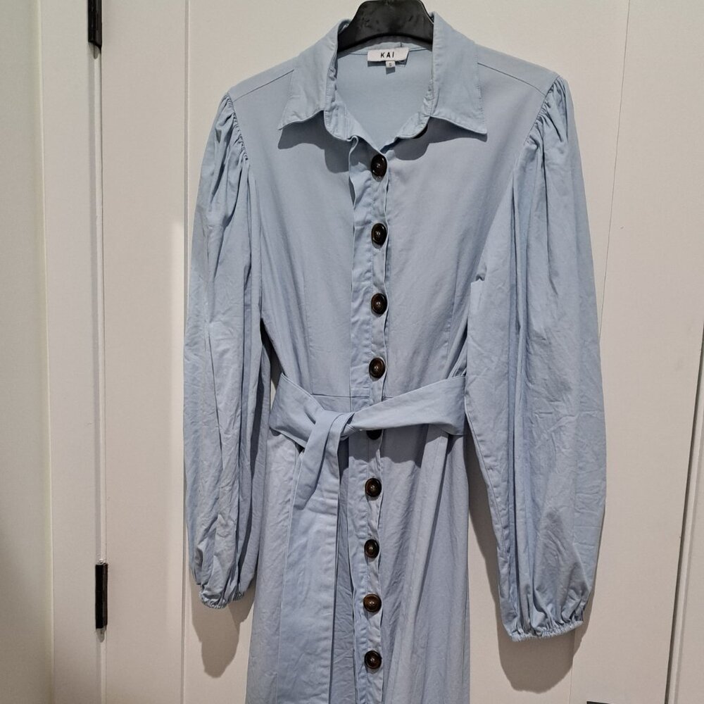 Kai Collective | Light Blue | Button Down Puff Sleeve Dress | Small Size 4